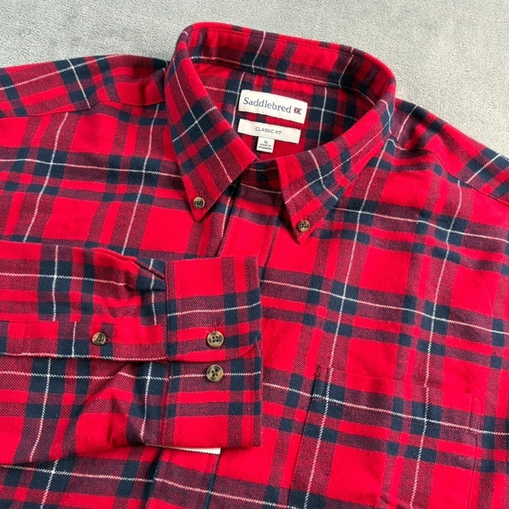 Saddlebred Men's Check Shirt Multicolor Size XL Flannel Long Sleeve‎ Classic Fit